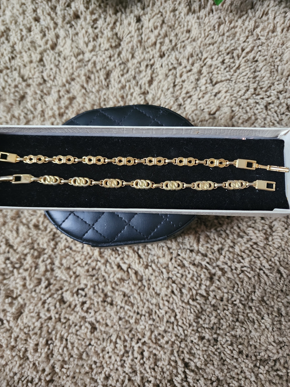 Gold Link Bracelet Set - Polished Yellow Gold Tone